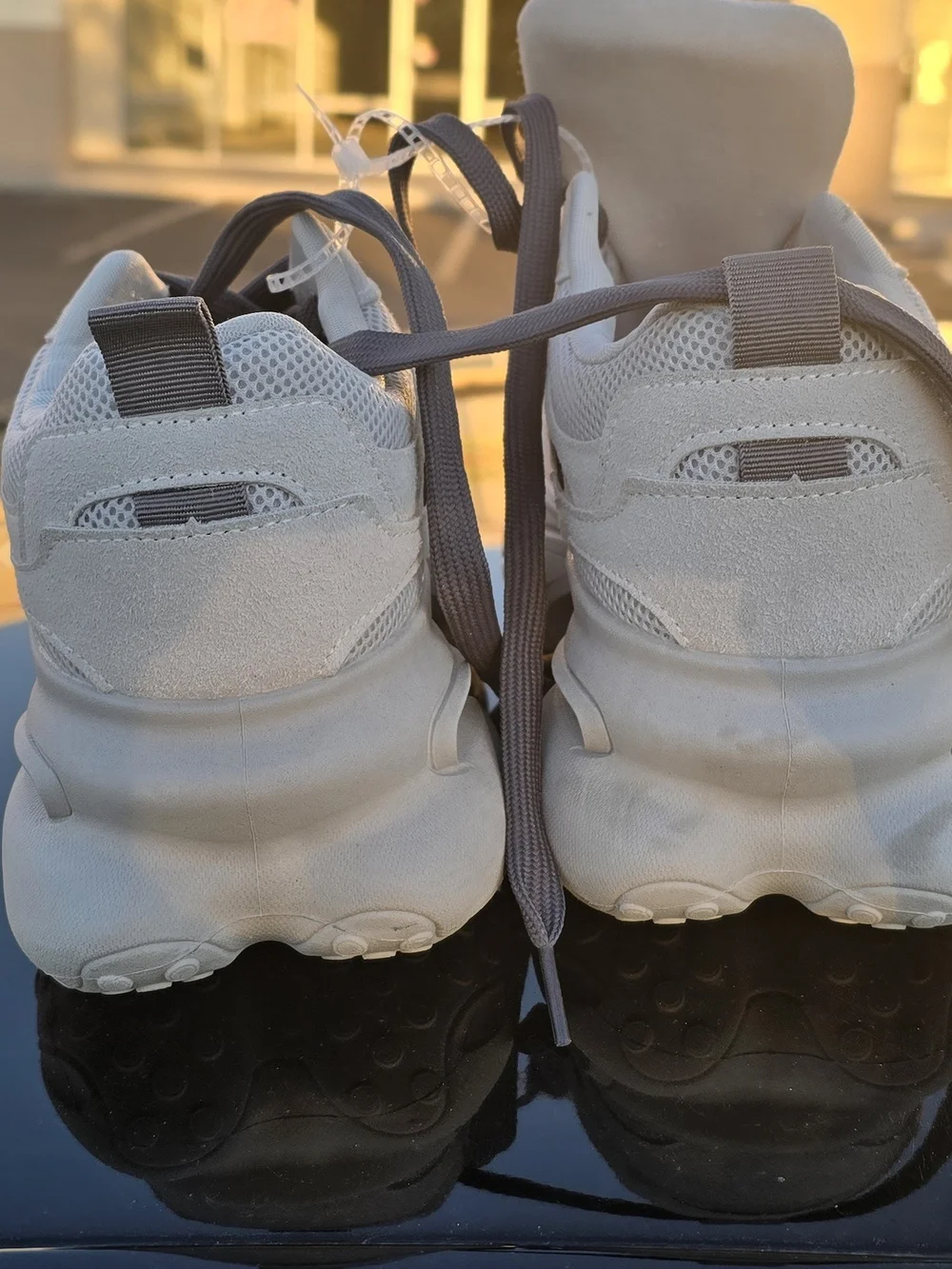 True Religion Men White and Gray Mesh Lace-Up Sneakers